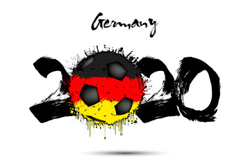 2020 and soccer ball in color of Germany flag