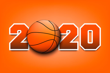 Obraz premium New Year numbers 2020 and basketball ball