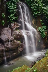Watefall from the rock at the rain forest in Bali, Indonesia