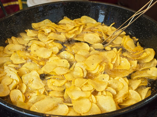 french fries in a pan with oil