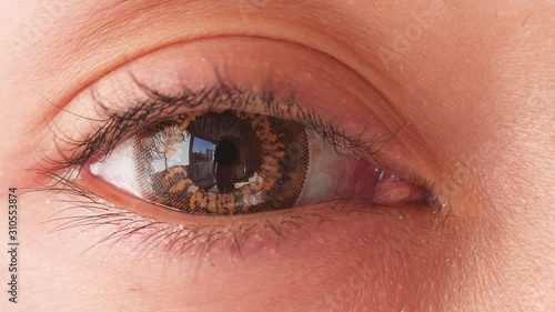 カラーコンタクトレンズ 若い女性の目のクローズアップ Wall Mural Kei907