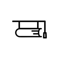 A graduate hat and a book icon vector. A thin line sign. Isolated contour symbol illustration