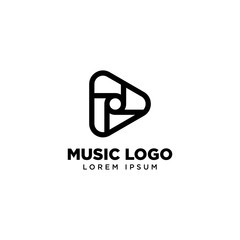 Play Music Video, Media Player app button icon logo design inspiration