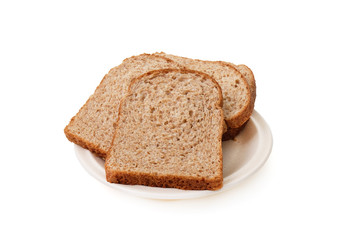 Whole grain bread isolated on white background..