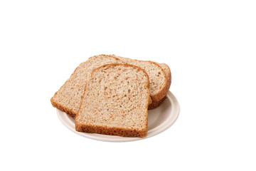 Whole grain bread isolated on white background..