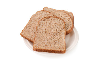 Whole grain bread isolated on white background..