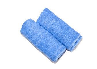 Blue towel on a white background