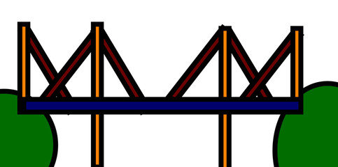 A simple, minimalist drawing of a bridge connecting two peices of land