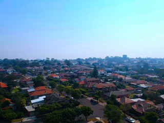 Obraz premium Panoramic Aerial views of Sydney Suburbia by drone