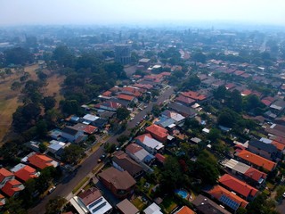 Obraz premium Panoramic Aerial views of Sydney Suburbia by drone