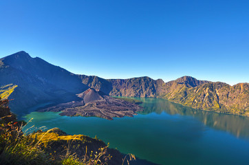 Fototapeta premium View from top of Mount Rinjani, Lombok, Indonesia.