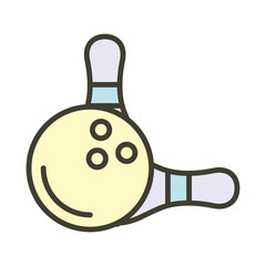 Bowling pin and ball vector icon design templates