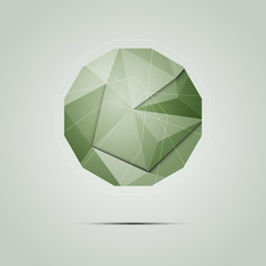 Green polygonal circle shape, abstract background, vector illustration