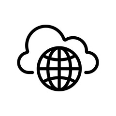 cloud storage icon vector. A thin line sign. Isolated contour symbol illustration
