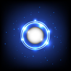 Vector White Button with light effect and ring on the abstract background.