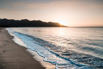 Magnetic island, Australia: Horseshoe bay beach during sunset, beautiful colourful sky, no people