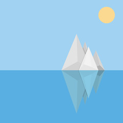 Iceberg and sea with sun The geometric shape Polygon, flat vector design