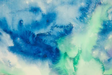 Printed kitchen splashbacks Northern Lights Aurora sky watercolor painting
