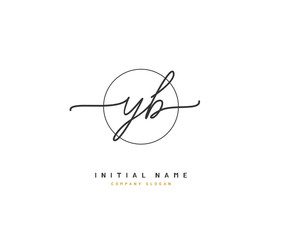 Y  B YB Beauty vector initial logo, handwriting logo of initial signature, wedding, fashion, jewerly, boutique, floral and botanical with creative template for any company or business.