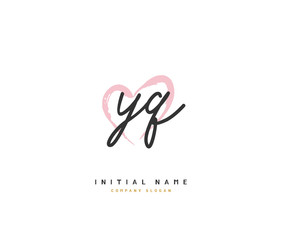 Y Q YQ Beauty vector initial logo, handwriting logo of initial signature, wedding, fashion, jewerly, boutique, floral and botanical with creative template for any company or business.