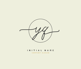 Y Q YQ Beauty vector initial logo, handwriting logo of initial signature, wedding, fashion, jewerly, boutique, floral and botanical with creative template for any company or business.