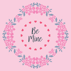 Crowd of pink flower frames, for greeting card lettering be mine. Vector