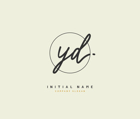 Y D YD Beauty vector initial logo, handwriting logo of initial signature, wedding, fashion, jewerly, boutique, floral and botanical with creative template for any company or business.