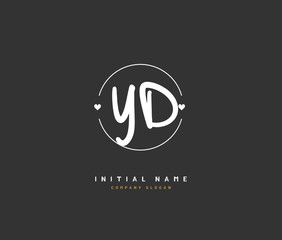 Y D YD Beauty vector initial logo, handwriting logo of initial signature, wedding, fashion, jewerly, boutique, floral and botanical with creative template for any company or business.