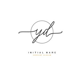 Y D YD Beauty vector initial logo, handwriting logo of initial signature, wedding, fashion, jewerly, boutique, floral and botanical with creative template for any company or business.