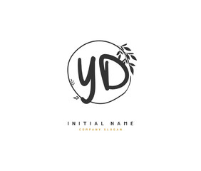 Obraz premium Y D YD Beauty vector initial logo, handwriting logo of initial signature, wedding, fashion, jewerly, boutique, floral and botanical with creative template for any company or business.