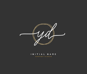 Y D YD Beauty vector initial logo, handwriting logo of initial signature, wedding, fashion, jewerly, boutique, floral and botanical with creative template for any company or business.