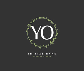 Y O YO Beauty vector initial logo, handwriting logo of initial signature, wedding, fashion, jewerly, boutique, floral and botanical with creative template for any company or business.