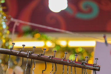 Clothes hangers in fashion stores.