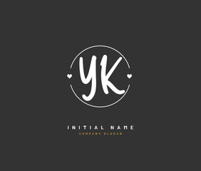 Y K YK Beauty vector initial logo, handwriting logo of initial signature, wedding, fashion, jewerly, boutique, floral and botanical with creative template for any company or business.