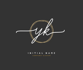 Y K YK Beauty vector initial logo, handwriting logo of initial signature, wedding, fashion, jewerly, boutique, floral and botanical with creative template for any company or business.