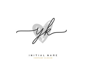 Y K YK Beauty vector initial logo, handwriting logo of initial signature, wedding, fashion, jewerly, boutique, floral and botanical with creative template for any company or business.