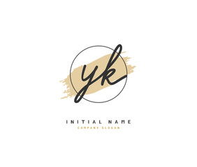 Y K YK Beauty vector initial logo, handwriting logo of initial signature, wedding, fashion, jewerly, boutique, floral and botanical with creative template for any company or business.