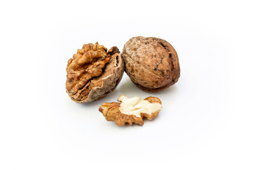 Walnut on a white background