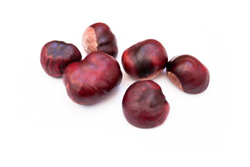Chestnuts on a white background