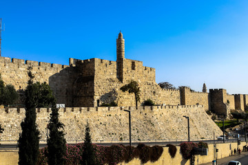 Tower of David in the holy city of Jerusalem in Israel 2019