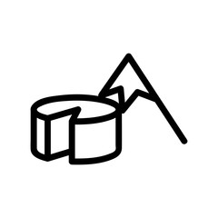 Mountain and cheese icon vector. A thin line sign. Isolated contour symbol illustration