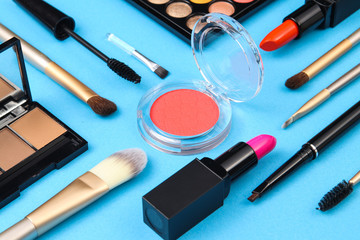 set of cosmetics and makeup