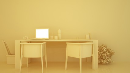 Studio workshop art color 3D Rendering - minimal space 	
