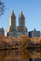 Fairy park in a fabulous city..The Central Park  at Autumn. New York City