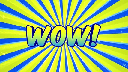 WOW TEXT BACKGROUND COMIC SUN RAYS - Powered by Adobe