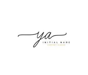 Y A YA Beauty vector initial logo, handwriting logo of initial signature, wedding, fashion, jewerly, boutique, floral and botanical with creative template for any company or business.