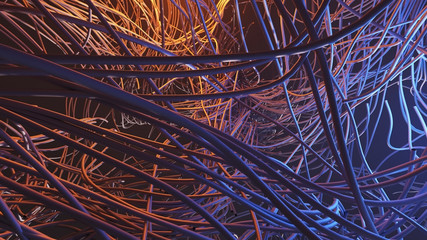 Abstract 3D Cables Sci Fi lines