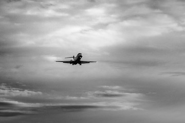 Jet airliner on approach at the airport