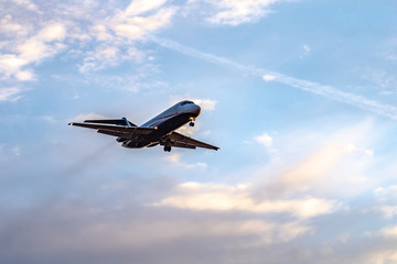 Jet airliner on approach at the airport
