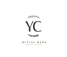 Y C YC Beauty vector initial logo, handwriting logo of initial signature, wedding, fashion, jewerly, boutique, floral and botanical with creative template for any company or business.